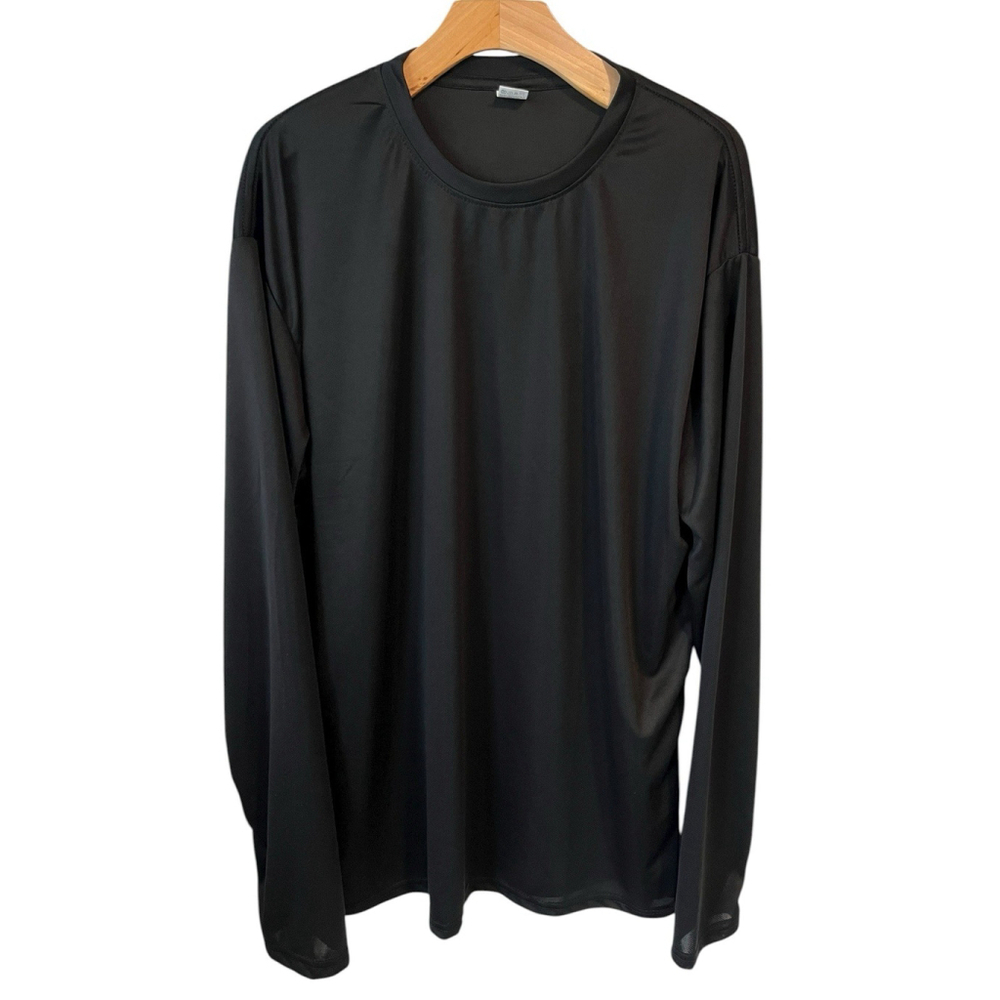 Long Sleeve Active Wear Shirt Mens Size 3XL Black Crew Neck Moisture Wicking NWT